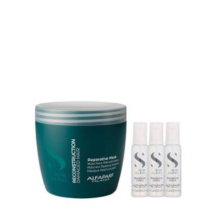 Kit Alfaparf Semi Di Lino Reconstruction - Máscara 500ml + 3x Ampola 13ml