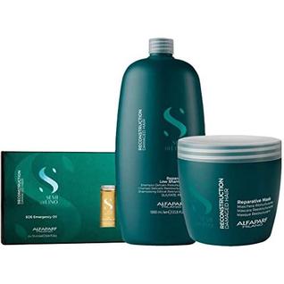 Kit Alfaparf Semi Di Lino Shampoo 1L Máscara 500ml Ampolas 6x13ml Reconstrução Cabelos Sem