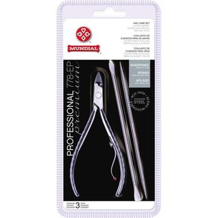 Kit Alicate De Cutícula + Espátula + Palito Mundial Inox