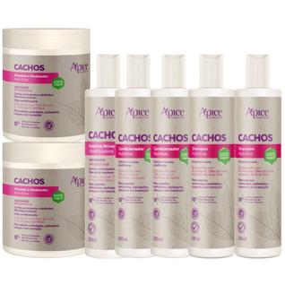 Kit Apice Cachos 2 Shampoo + 2 Condicionador + Gelatina + 2 Ativador Cachos Profissional C