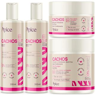 Kit Apice Cachos Nutritivo Novo Shampoo 300ml Condicionador 300ml Ativador Modelador 500g 