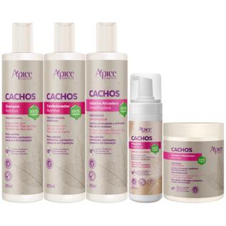 Kit Apice Cachos Shampoo + Condicionador + Gelatina + Ativador + Mousse Definição Vegano C