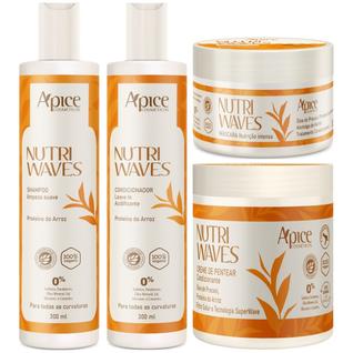 Kit Apse Apice Nutri Waves 4 Produtos Tratamento Completo Acidificante Capilar Com Creme D