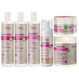 Kit Apse Cachos Completo 6 Produtos Com Mousse E Ativador Tratamento Capilar Cacheado Vega