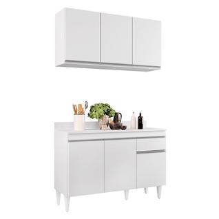 Kit Armário Aéreo e Balcão de Cozinha Lavanderia Lucy com Tampo 120 cm - D'Rossi