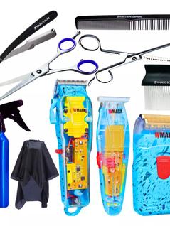Kit Barbearia Completo C/ Máquinas Wmark Corte E Acessórios Cor Azul 110v/220v KIT DE MAQU