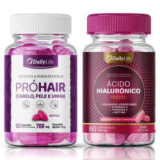 Kit Beleza Completa: Ácido Hialurônico e Pró Hair - Pele Hidra.tada, Cabelos For.tes e Unh