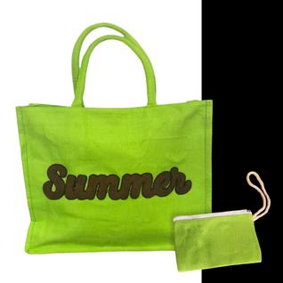 Kit Bolsa + Necessaire Casual Praia Verão Zíper Alça Dupla Grande Feminino SUMMER 869