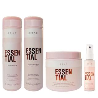 Kit Braé Essential - Shampoo 250ml + Condicionador 250ml + Máscara 500g + Fluído 60ml