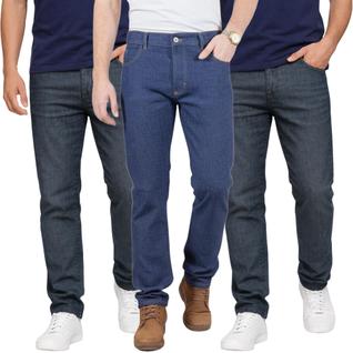 Kit C/3 Calças Jeans Masculina para Trabalho 100% Algodão Reforçada Premium