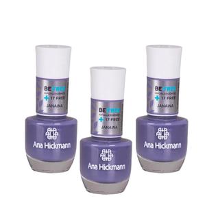 Kit c/3 Esmaltes Ana Hickmann Cinza Azulado Be Free Janaína Hipoalergênico