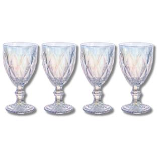 Kit c/ 4 Taça de Vidro Diamond Colorida 340ML Suco Água Eventos