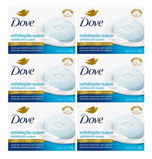 Kit C/6 Sabonete Barra Dove Esfoliação Suave 90g