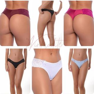 Kit Calcinhas Fio Duplo Renda C/ 3 Un Lindas Pronta P/ Arrasar