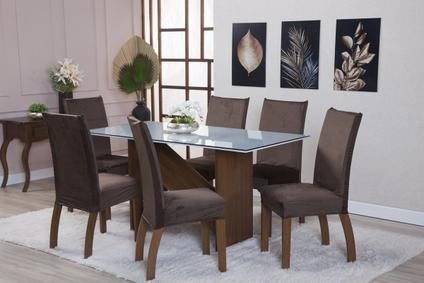 Kit Capa de Cadeira 4 Peças Suede Veludo Sala de Jantar Protege o Estofado Renova o Visual