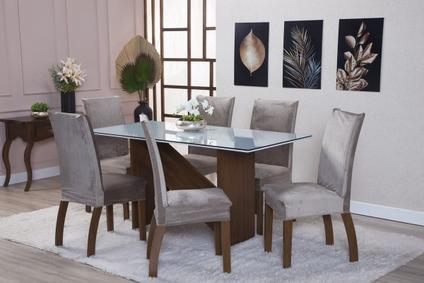 Kit Capa de Cadeira 6 Peças Suede Veludo Sala de Jantar Protege o Estofado Renova o Visual