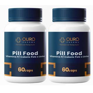 (Kit Capilar) Pill Food Turbinado Cabelo Unha Pele 60 Cápsulas cada pote
