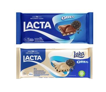 Kit Chocolate Lacta Oreo Branco E Ao Leite Laka 80g