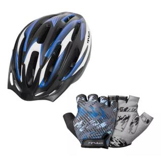 Kit Ciclismo Profissional Com Luva + Capacete Com Led