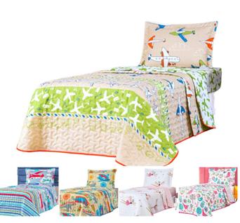 Kit Colcha cama box solteiro infantil cobre leito dupla face cores matelado 2 PEÇAS ESTAMP