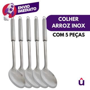 Kit Colher Arroz Grande Preparar Servir Mesa Preparo Refeições Restaurante Em Inox