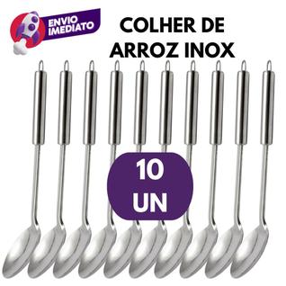 Kit Colher Arroz Grande Preparar Servir Mesa Preparo Refeições Restaurante Em Inox