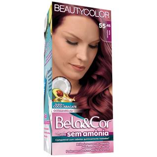 Kit Coloração Bela&Cor Tonalizante Tintura Capilar Sem Amonia Permanente 55.46 Vermelho Fa