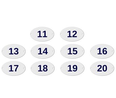 Kit Com 10 Números Oval PVC  Numerador 1 ao 20