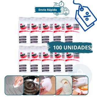 Kit com 100 Esponjas Mágicas Multiuso de Melamina - Limpa Tudo, Tira Ferrugem e Manchas em