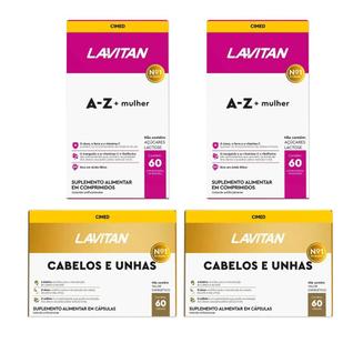 Kit com 2 Lavitan Mulher A-Z + 2 Lavitan Cabelos e Unhas  60 Comprimidos Cada