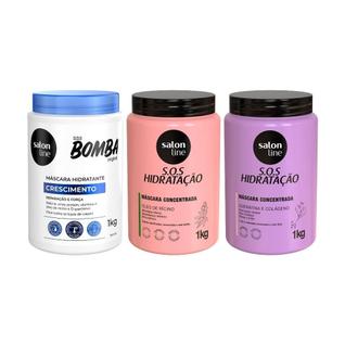 Kit com 2 Máscaras de Hidratação SOS Hidratação + 1 Máscara de Hidratação SOS Bomba Origin