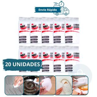 Kit com 20 Esponjas Mágicas Multiuso de Melamina - Limpa Tudo, Tira Ferrugem e Manchas em 