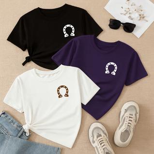 Kit com 3 Camisetas Estampadas Ferradura Modinha Country Cavalo Peão Roça Show Sertanejo L