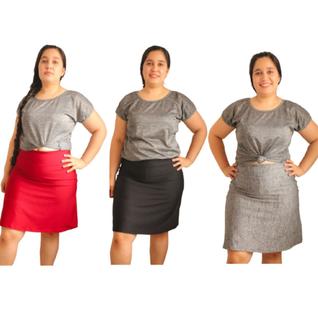 Kit com 3 shorts saia plus size evangélico do G1 ao G4 para academia Flor do Cerrado