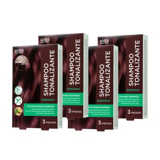 Kit com 4 Shampoos Tonalizantes Color Change Borgonha - Kiss New York
