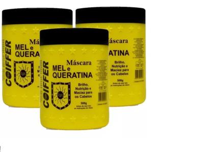 kit combo 3 unidades mascara mel e queratina coiffer 500g