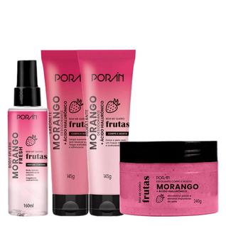 Kit Completo Corpo e Rosto Morango Cuidados Porán