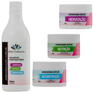 Kit Completo Cronograma da Fibra Capilar WEllis Repoe Nutrientes Naturais Fortalecimento