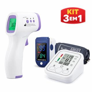 Kit Completo Medição Saúde Pressão Oxímetro Termômetro Digital Prático e Preciso