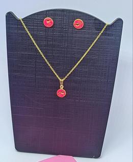 Kit Conjunto Colar e Brincos Infantil Barbie Girl Rosa Pink Folheado Ouro 18k Lançamento 2