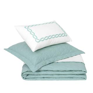 Kit Coordenado Cobreleito Super King Lavive Francis 5Pçs 180Fios Verde Malva