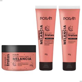 Kit Corpo e Rosto Melancia Cuidado com a Pele Porán Hidratante Sabonete Esfoliante