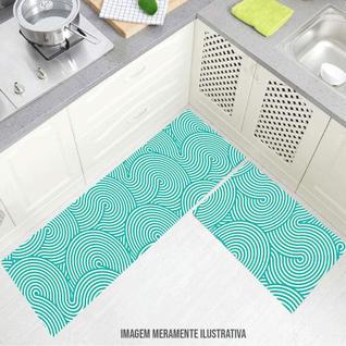 kit cozinha passadeira De Ondas Retro azul140x40cm 60x40cm