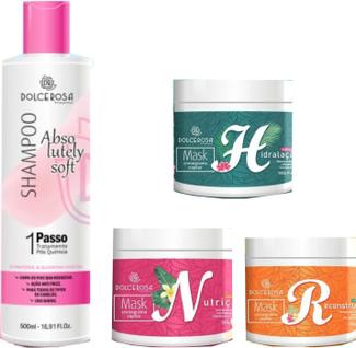 Kit Cronograma Capilar Com Shampoo E 3 Mascaras