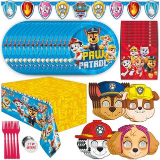 Kit de decorações de aniversário Paw Patrol serve 16 pessoas com toalha de mesa