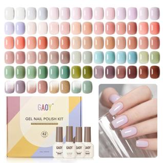 Kit de Esmalte em Gel GAOY - 42 Cores (Branco, Rosa e Roxo)