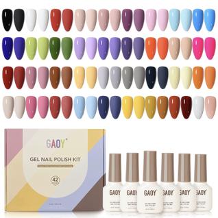 Kit de Esmalte em Gel GAOY 42 Unidades - Cores Rosa, Branco e Vermelho