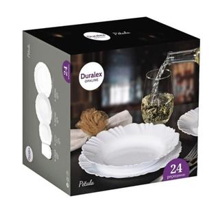 Kit De Jantar 24 Peças Branco Louça Pratos E Copos