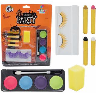 Kit de Maquiagem Artística Halloween 8pçs c/ Cílios Coloridos