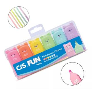 Kit De Mini Caneta Marca Texto Cis Fun - Tom Pastel 6 Cores